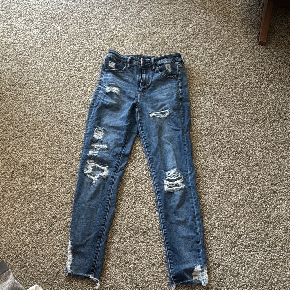 Women's Distressed Blue Jeans